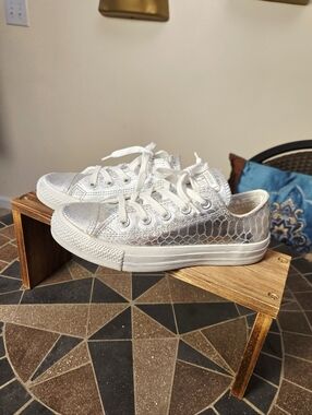 Converse CTAS Low Metalic Silver Snake Skin Sneakers